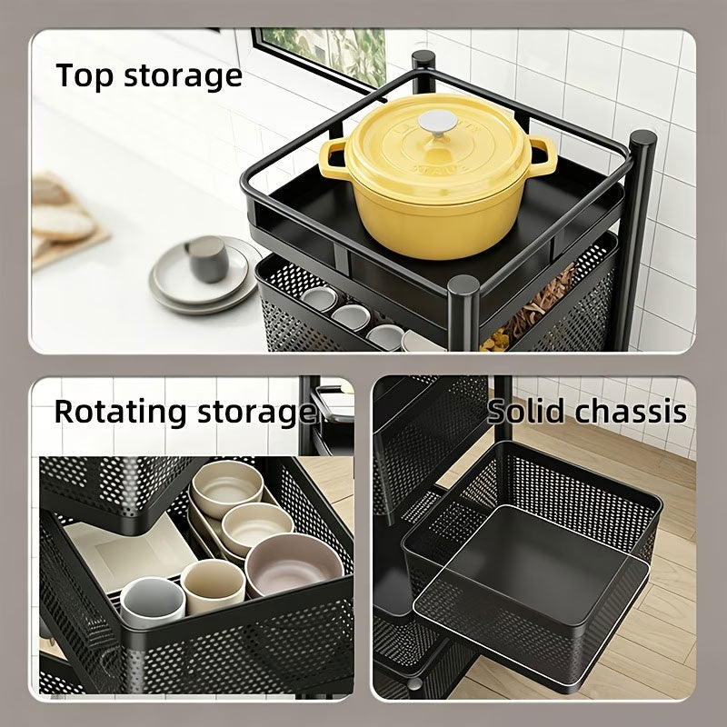 360° Rotating Kitchen Storage Cart