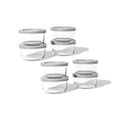 16 Piece Set (7Oz) Round Glass Storage Containers With Lids, Grey