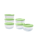 12 Piece Set (2 Cup / 16Oz)  Round Glass Storage Containers With Lids, Pistachio