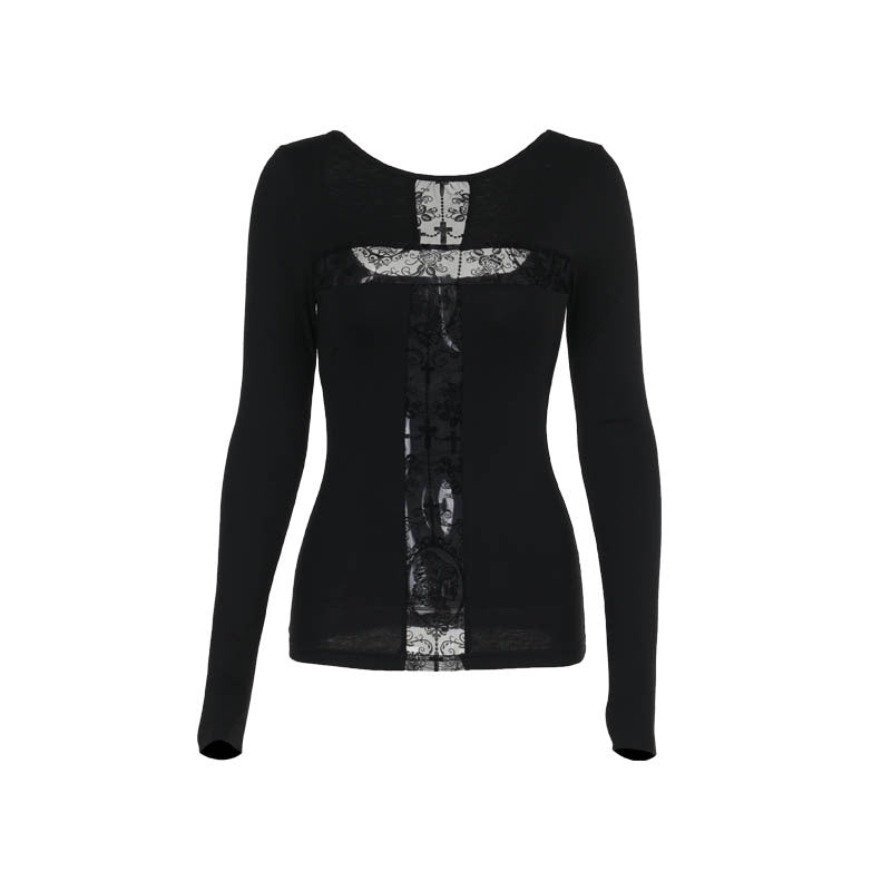 Color-Block Cross Long-Sleeve Top