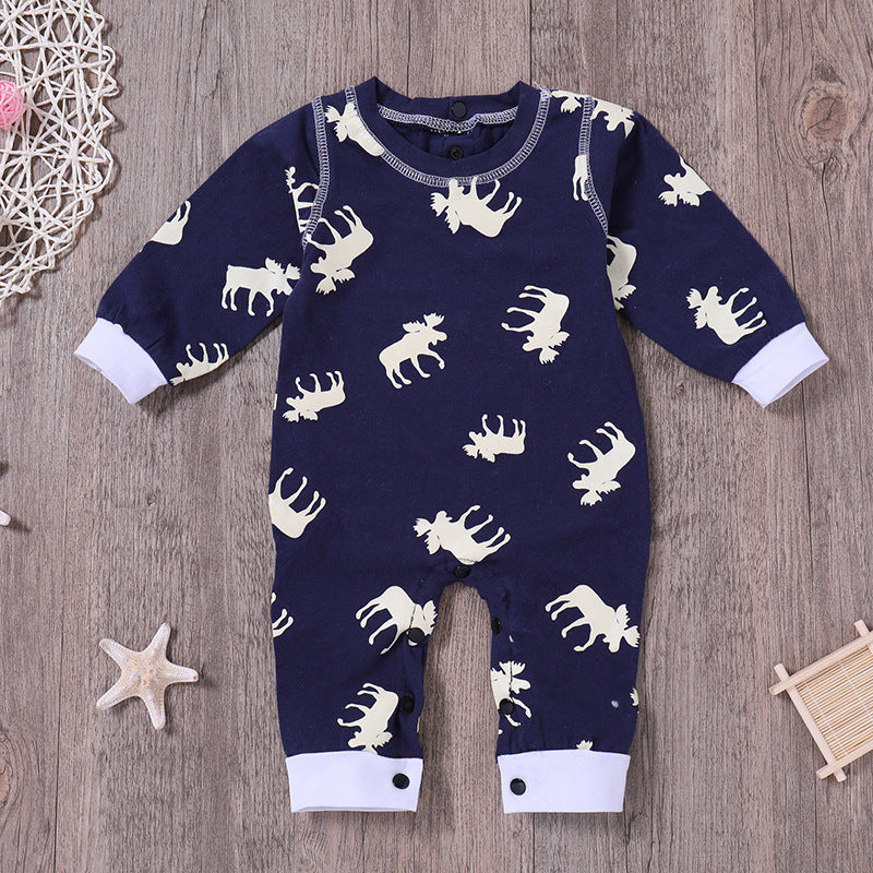 Fashon Newborn Infant Baby Girl Boy Moose Deer Long Sleeve Cotton Romper One-pieces Xmas Outfits Christmas