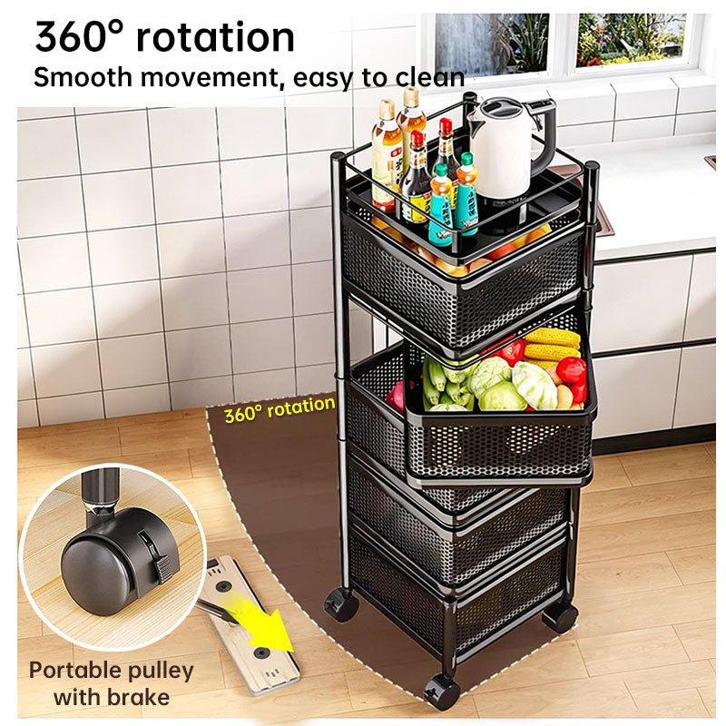 360° Rotating Kitchen Storage Cart