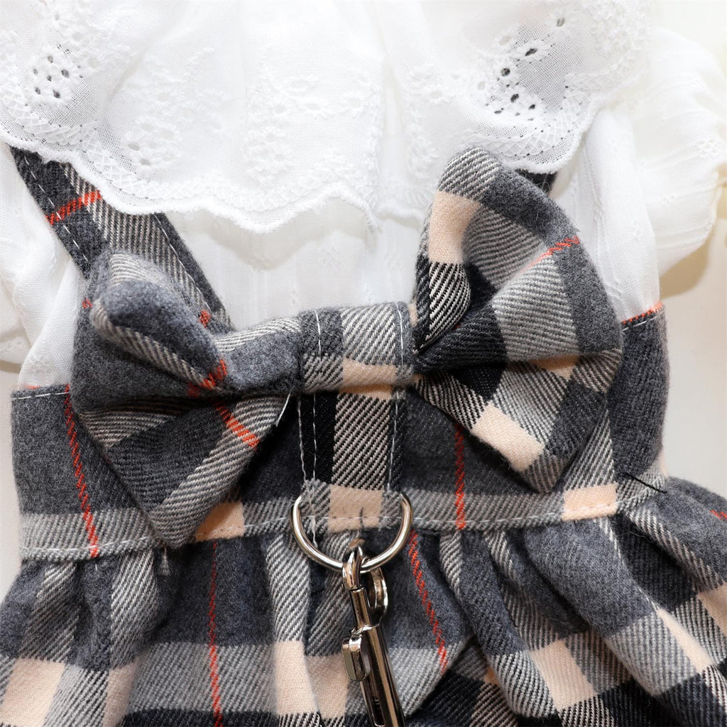 Dog spring summer autumn skirt with lead rope net red princess dress summer dress Teddy bear pet cat clothes