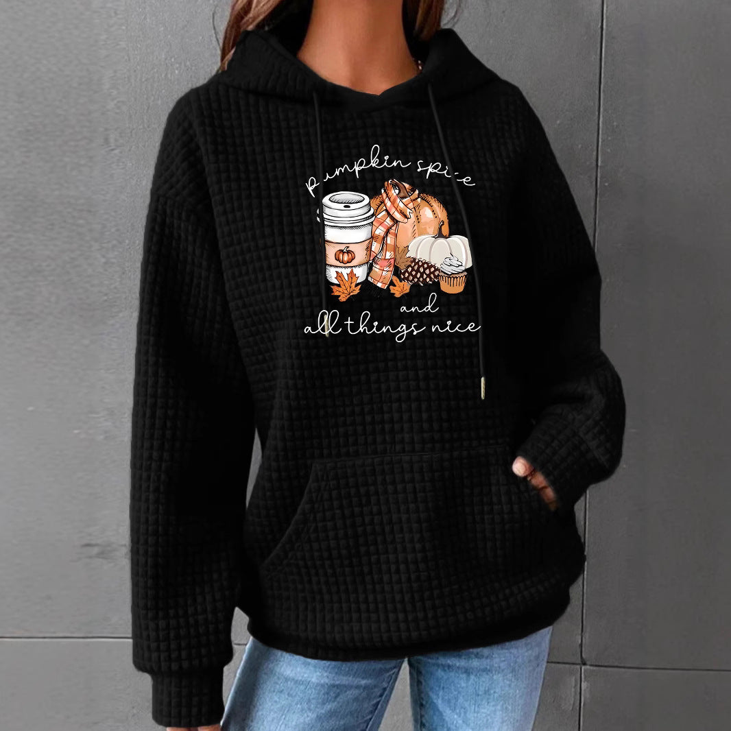 Waffle Knit Kangaroo Pocket Hoodie