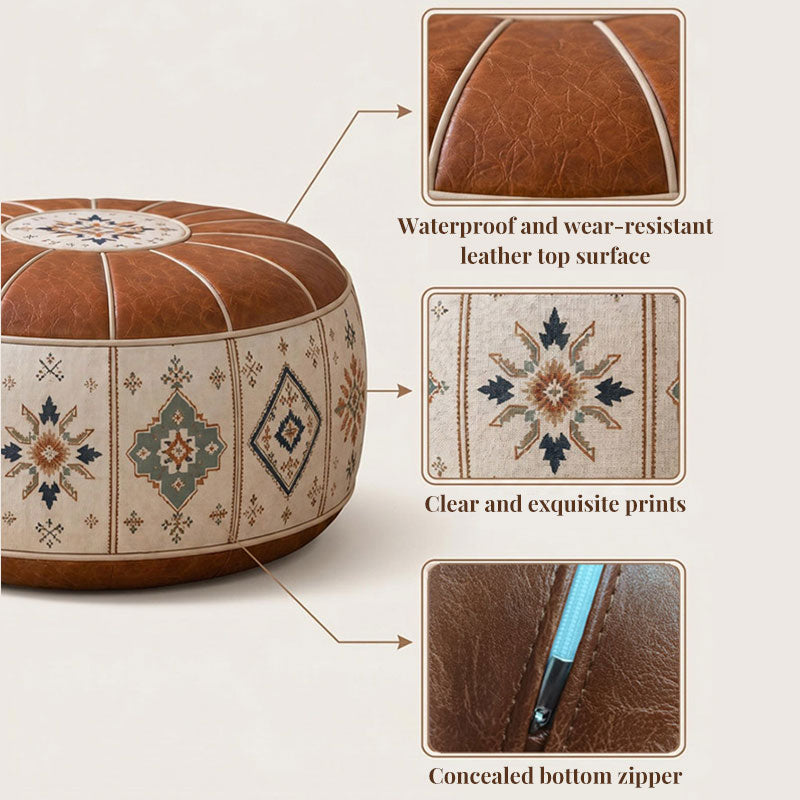 Stuffable PU Leather Ottoman Pouf