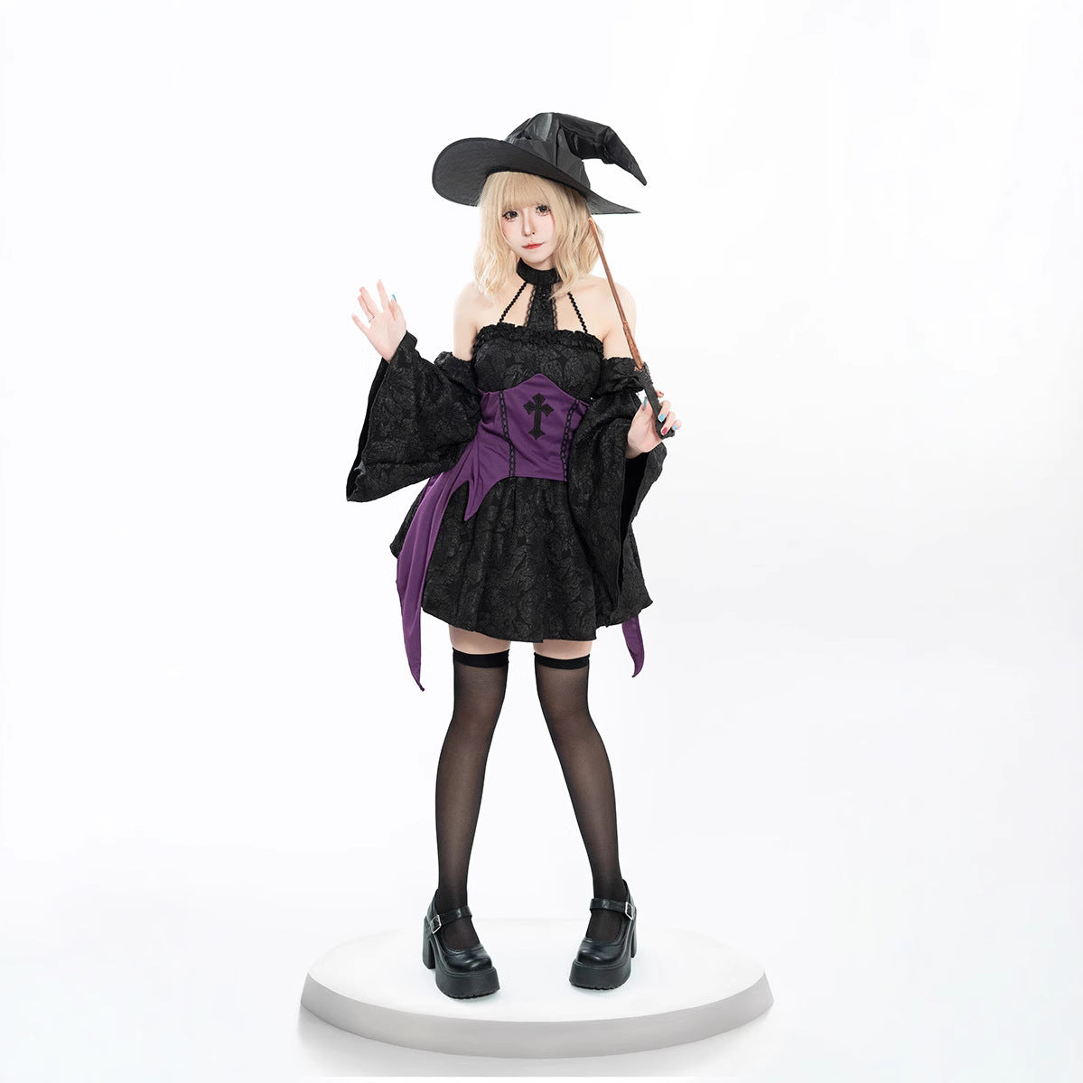 Black & Purple Strapless Witch Dress
