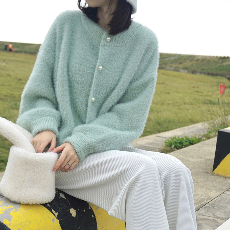 Faux Mink Knit Cardigan