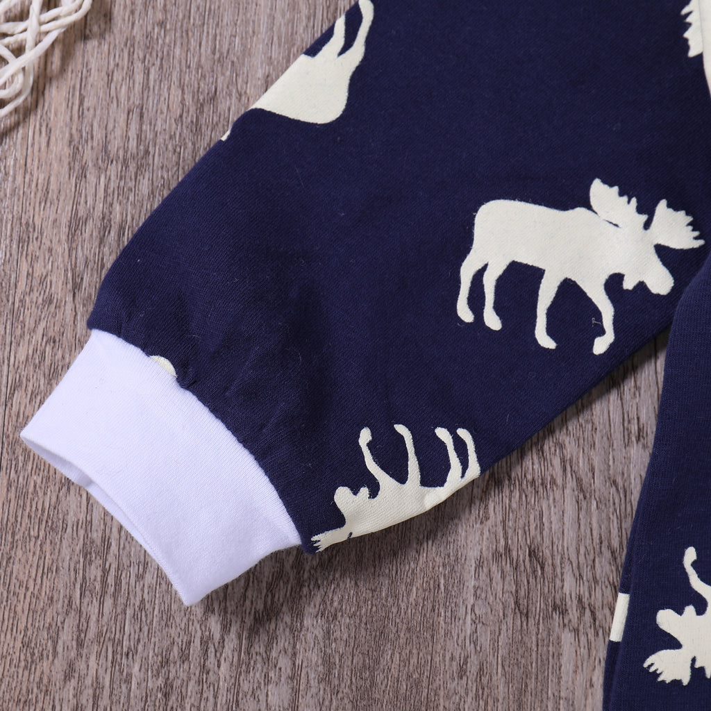 Fashon Newborn Infant Baby Girl Boy Moose Deer Long Sleeve Cotton Romper One-pieces Xmas Outfits Christmas