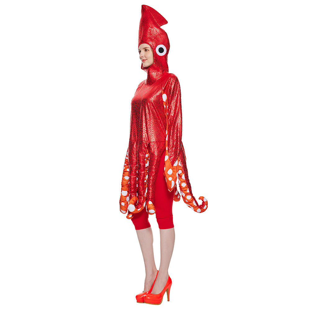 New adult squid costumes available for Halloween sea creature party onesie costumes