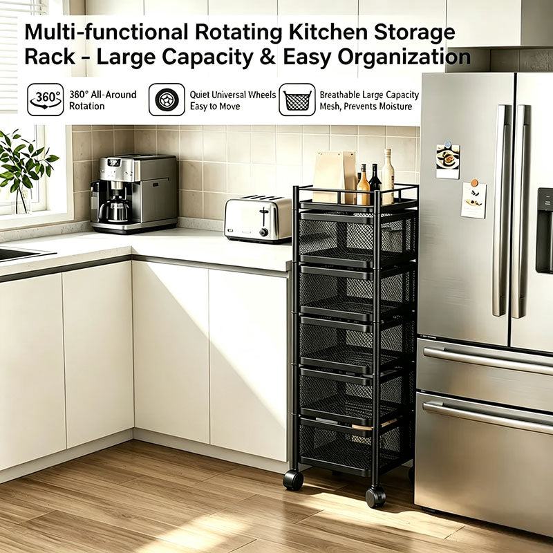 360° Rotating Kitchen Storage Cart