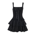 Dark Square-Neck Tie-Up Bodysuit