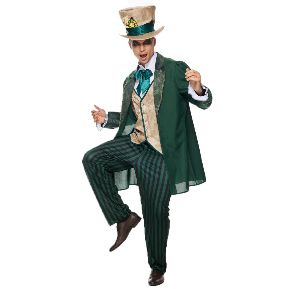 Stock Amazon Mad Hatter Impersonator costume Mad Hatter Clown suit stage play Alice performance costume