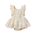 Korean version of ins children's summer baby girl children fashion lace flying sleeve onesie baby princess lace Ha dress