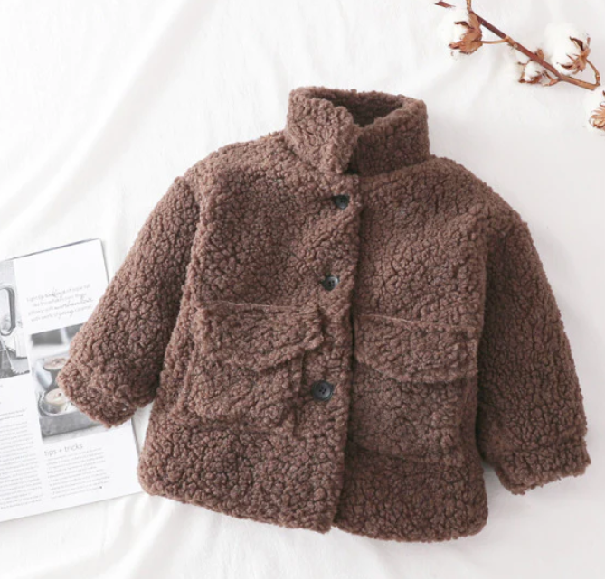 2022 new spring and autumn clothing baby lamb wool autumn and winter thickened woolen coat