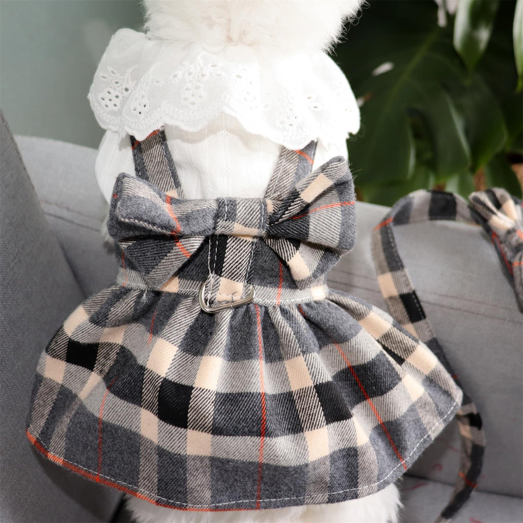 Dog spring summer autumn skirt with lead rope net red princess dress summer dress Teddy bear pet cat clothes