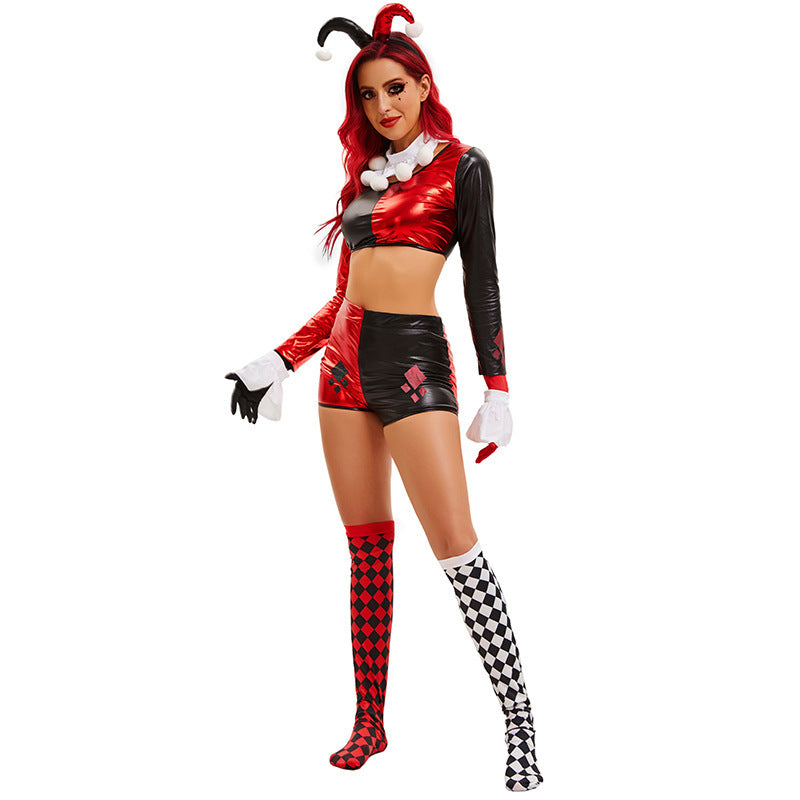 Black & Red Jester Bodysuit Costume