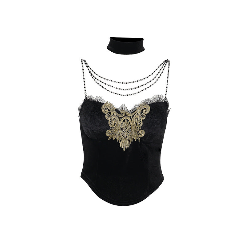 Chain Strap Choker Halter Top