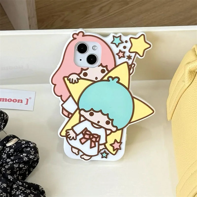 Kawaii 3D Star Girl Phone Case For iPhone 16 Pro 15 13 14 Pro Max Cover Soft Silicone Shockproof Cases 15Pro Cute Cartoon Funda