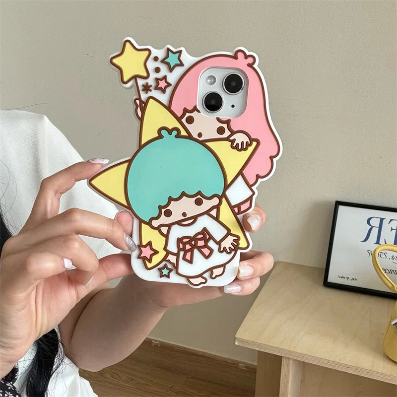 Kawaii 3D Star Girl Phone Case For iPhone 16 Pro 15 13 14 Pro Max Cover Soft Silicone Shockproof Cases 15Pro Cute Cartoon Funda