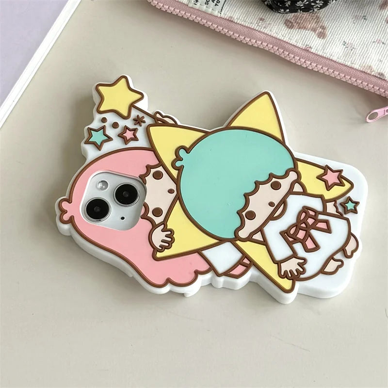Kawaii 3D Star Girl Phone Case For iPhone 16 Pro 15 13 14 Pro Max Cover Soft Silicone Shockproof Cases 15Pro Cute Cartoon Funda