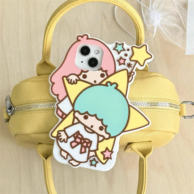 Kawaii 3D Star Girl Phone Case For iPhone 16 Pro 15 13 14 Pro Max Cover Soft Silicone Shockproof Cases 15Pro Cute Cartoon Funda