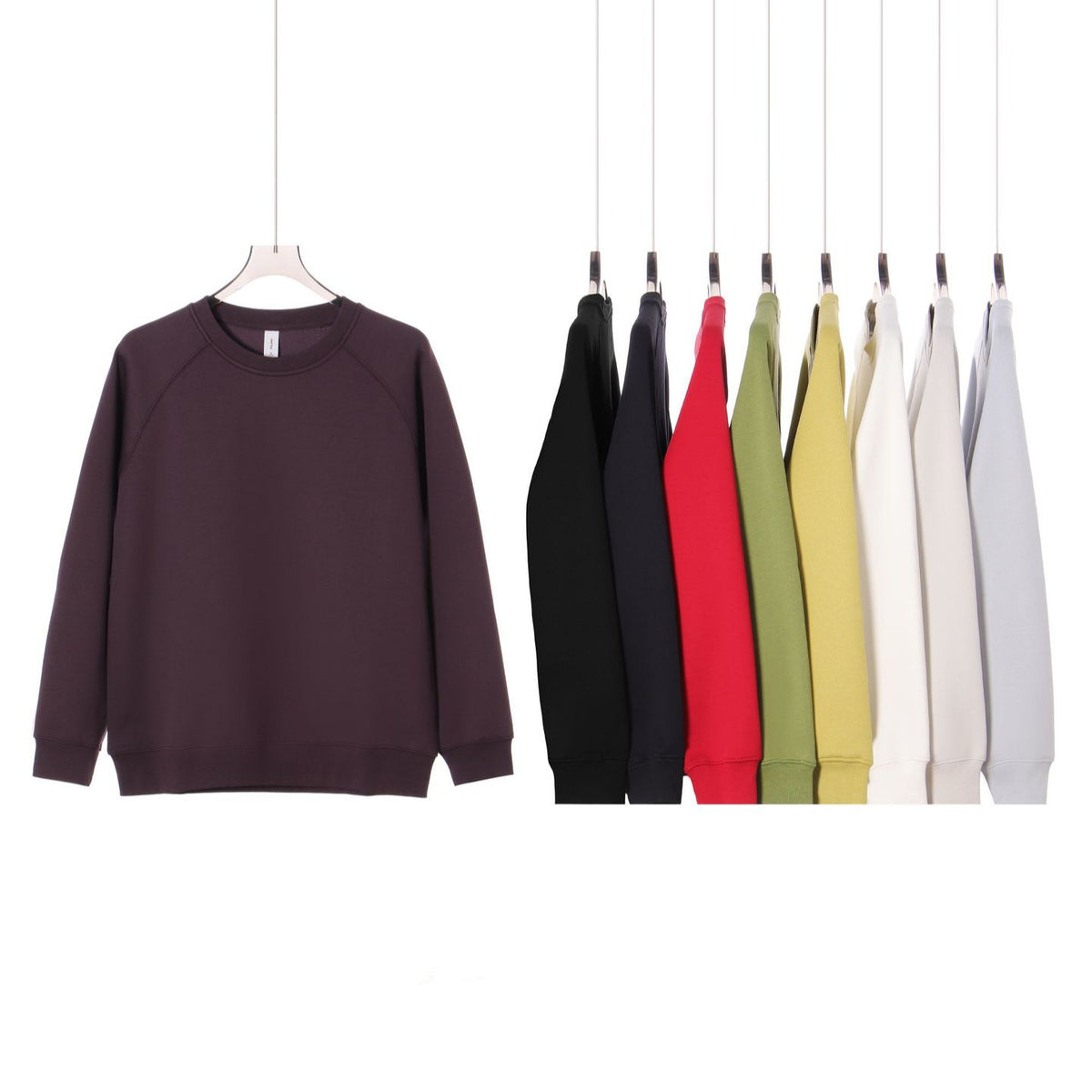 Solid Crewneck Pullover Hoodie