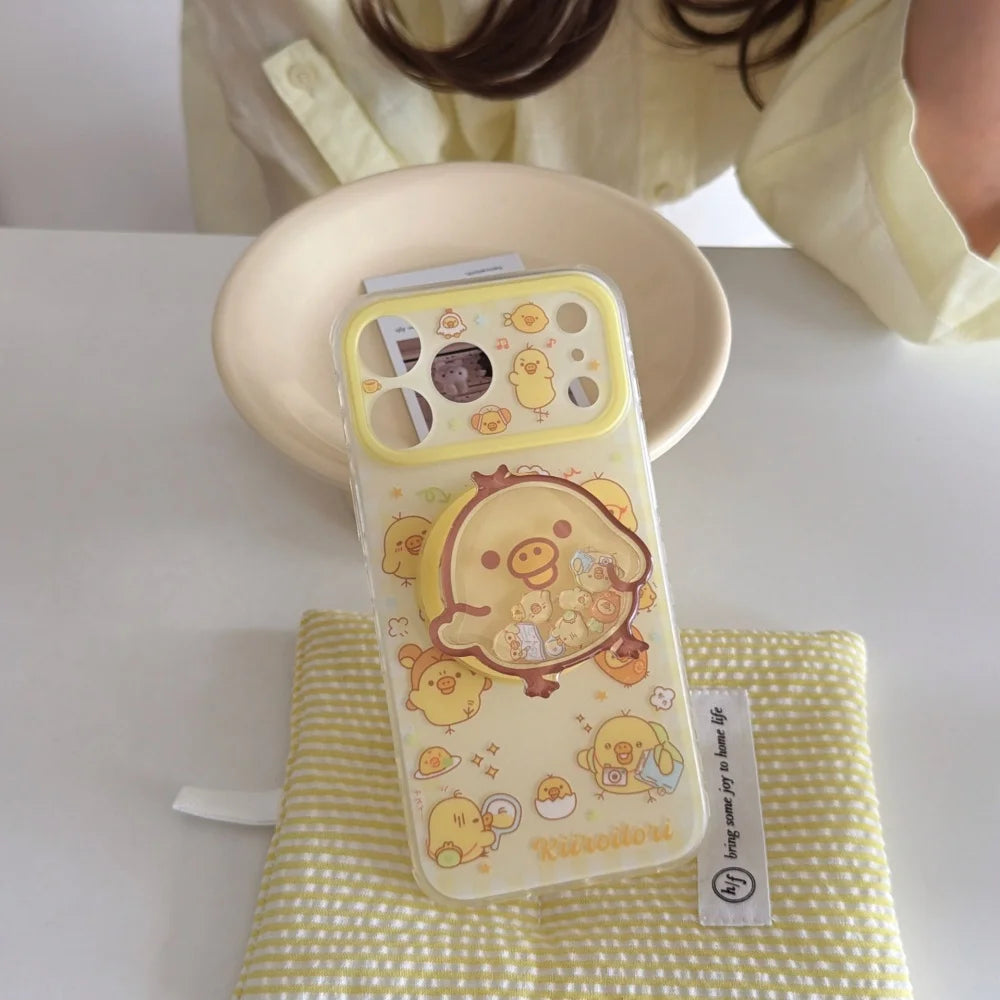 Kawaii Fashion Cartoon Rilakkuma Magnetic Phone Case for iPhone 15 16 17 15 Pro 16 Pro 17 Pro Max Cover With Magsafe Stand Cases