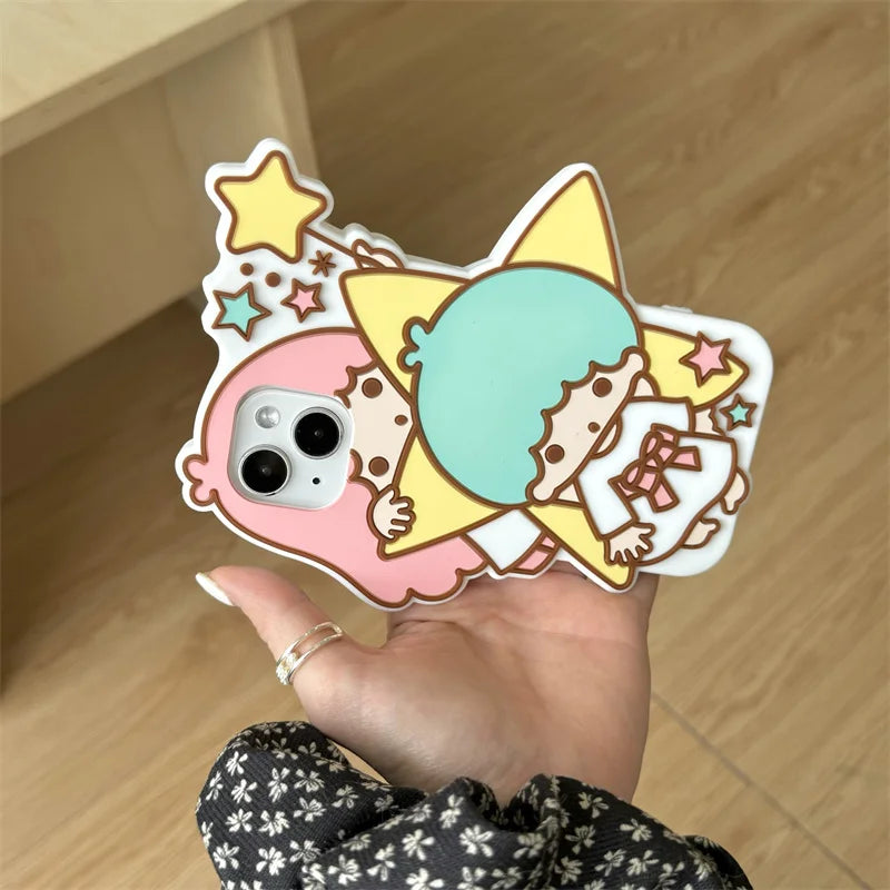 Kawaii 3D Star Girl Phone Case For iPhone 16 Pro 15 13 14 Pro Max Cover Soft Silicone Shockproof Cases 15Pro Cute Cartoon Funda