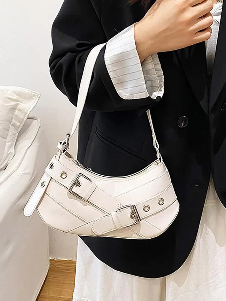 Y2K Punk Belted Shoulder Bag