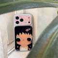 Kawaii Cartoon Girl Plated Phone Case for iPhone 17 16 15 14 Pro Max 16 Pro 17 Max Cover Cute Korean Cases Shockproof Funda Capa