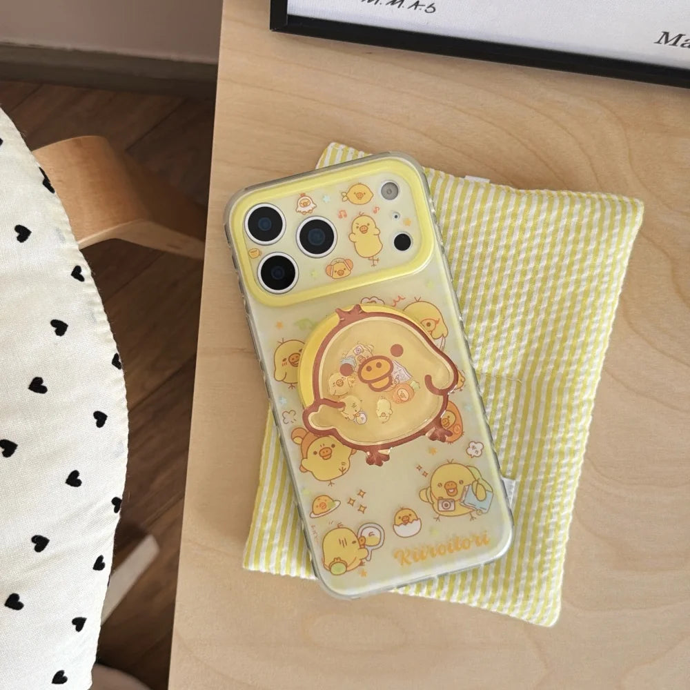 Kawaii Fashion Cartoon Rilakkuma Magnetic Phone Case for iPhone 15 16 17 15 Pro 16 Pro 17 Pro Max Cover With Magsafe Stand Cases