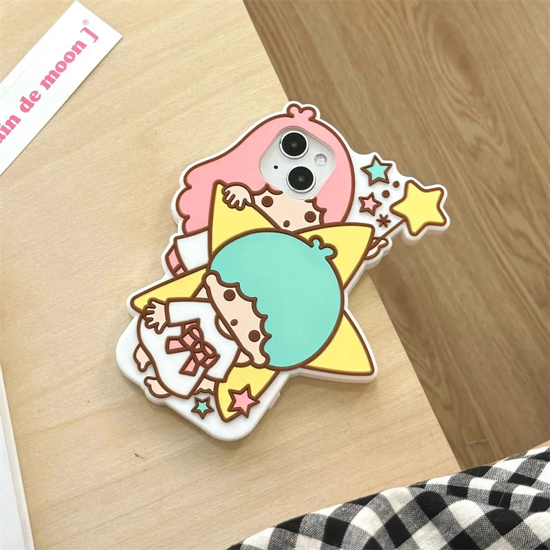 Kawaii 3D Star Girl Phone Case For iPhone 16 Pro 15 13 14 Pro Max Cover Soft Silicone Shockproof Cases 15Pro Cute Cartoon Funda