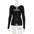 Color-Block Cross Long-Sleeve Top