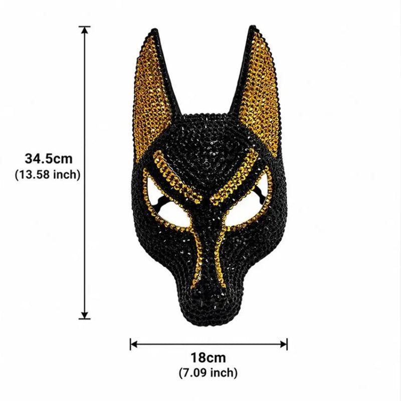Rhinestone Anubis Masquerade Mask