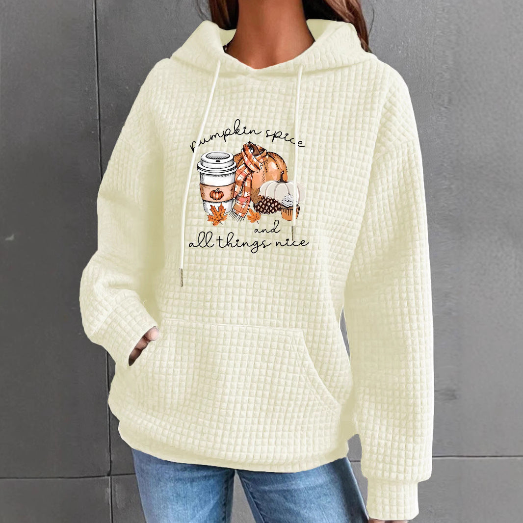 Waffle Knit Kangaroo Pocket Hoodie