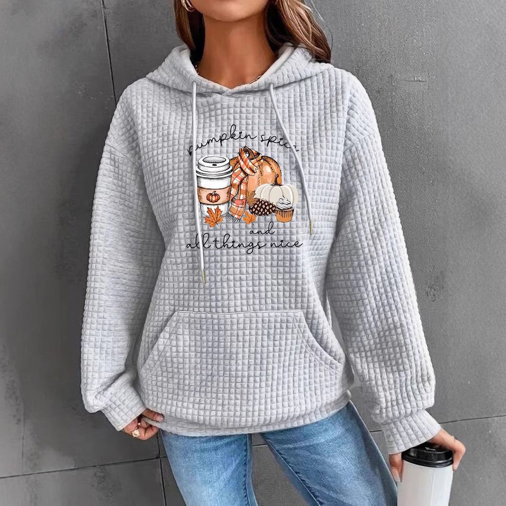 Waffle Knit Kangaroo Pocket Hoodie