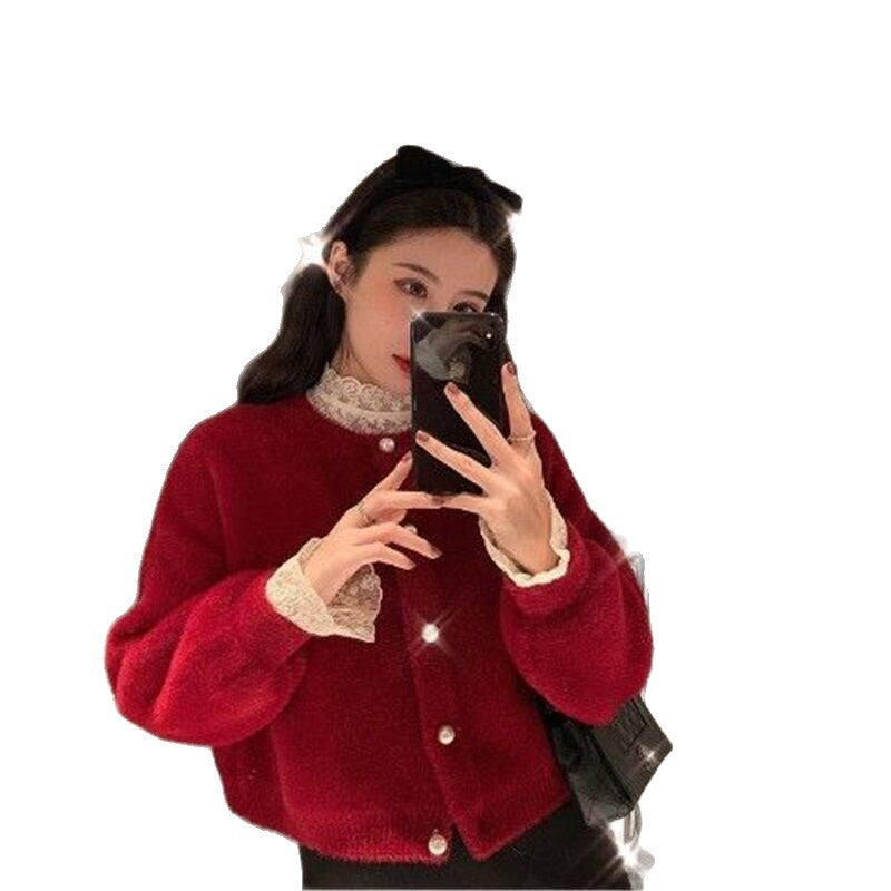 Faux Mink Knit Cardigan
