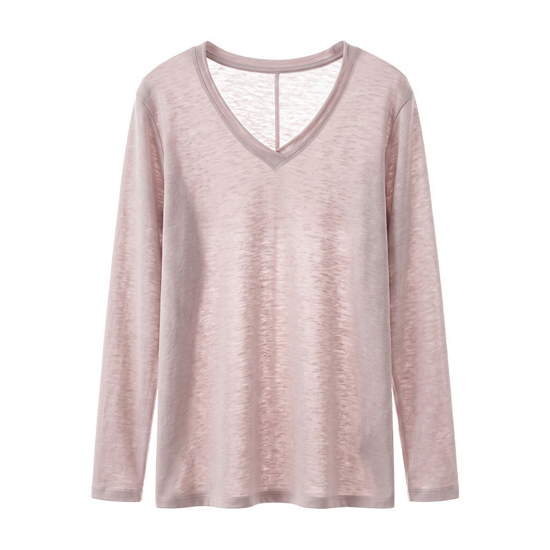 Women's Relaxed V-Neck Long-Sleeve T-Shirt