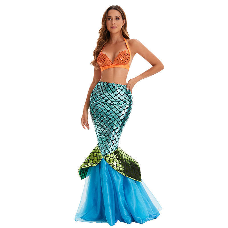 Mermaid Princess Strapless Maxi Dress Costume