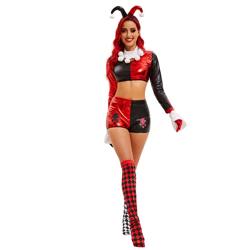 Black & Red Jester Bodysuit Costume