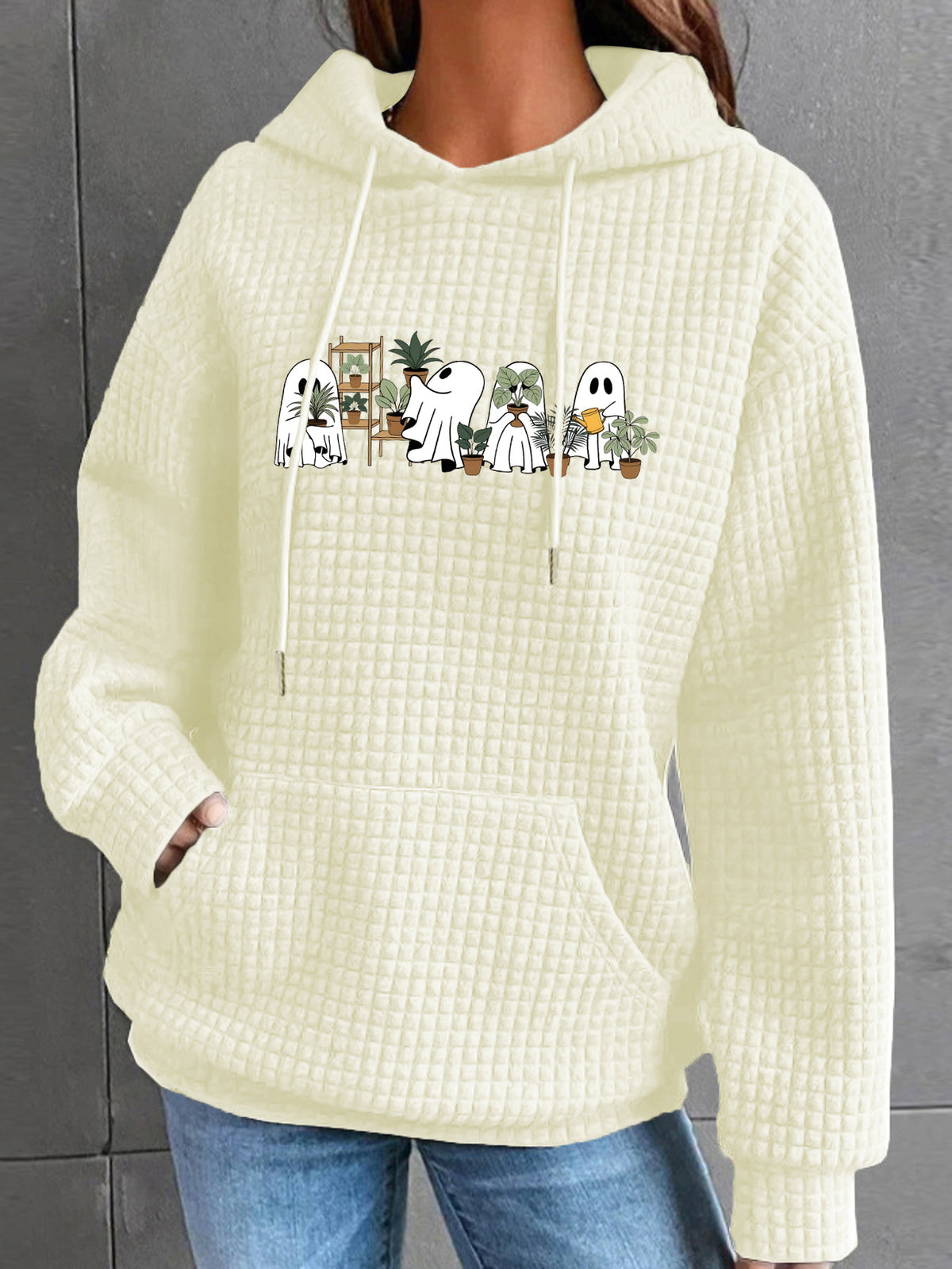 Waffle Knit Kangaroo Pocket Hoodie