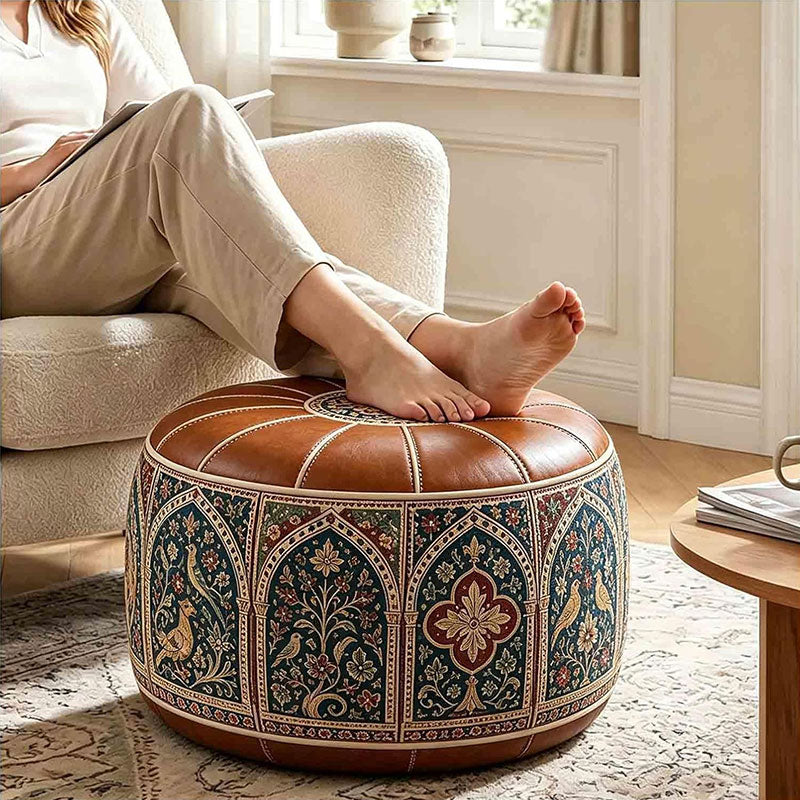 Stuffable PU Leather Ottoman Pouf