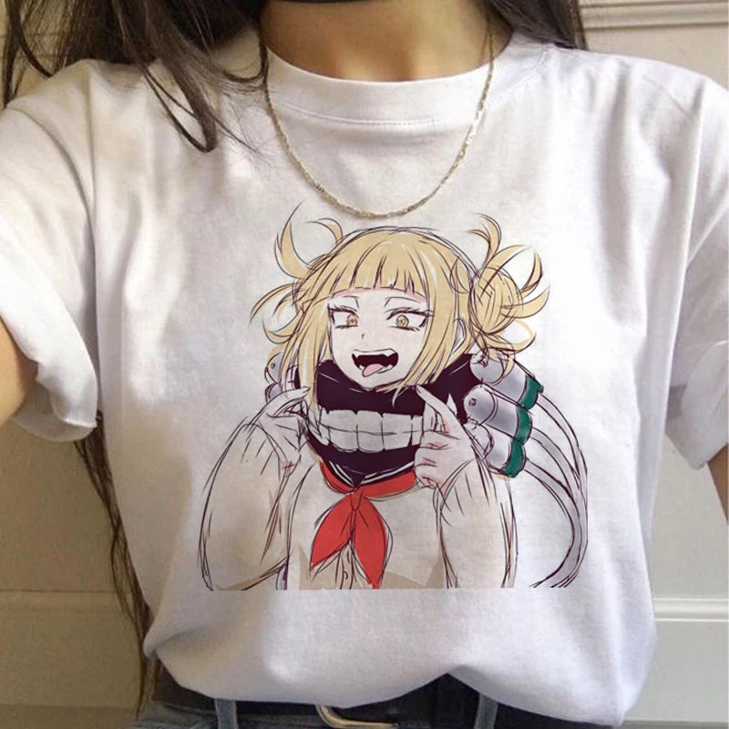 New Ahegao Harajuku Graphic T Shirt Women My Hero Academia Anime Senpai T-shirt Hentai Himiko Toga Tshirt Graphic Top Tee Female