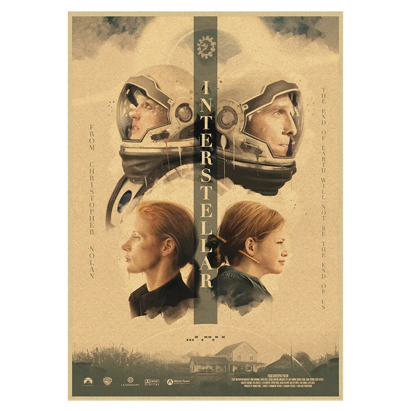 CLASSIC MOVIE Interstellar poster Nolan McConaughey Vintage Poster Kraft Paper Wall Stickers For Home Living Room Bar Cafe