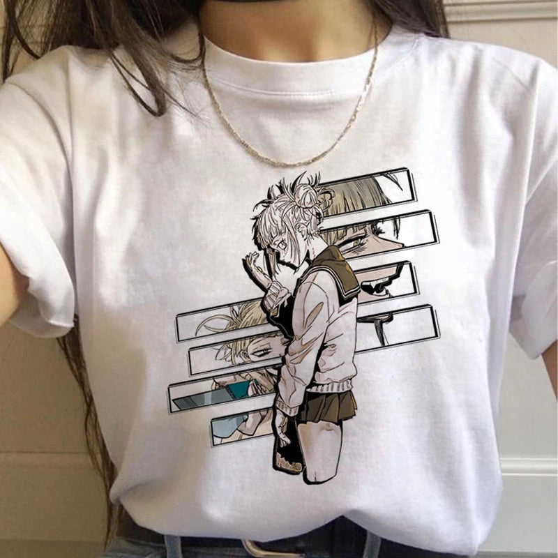 New Ahegao Harajuku Graphic T Shirt Women My Hero Academia Anime Senpai T-shirt Hentai Himiko Toga Tshirt Graphic Top Tee Female
