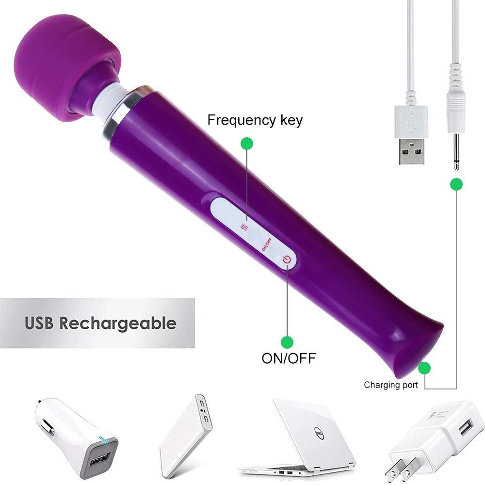 USB-Rechargeable Large Magic Wand Vibrator