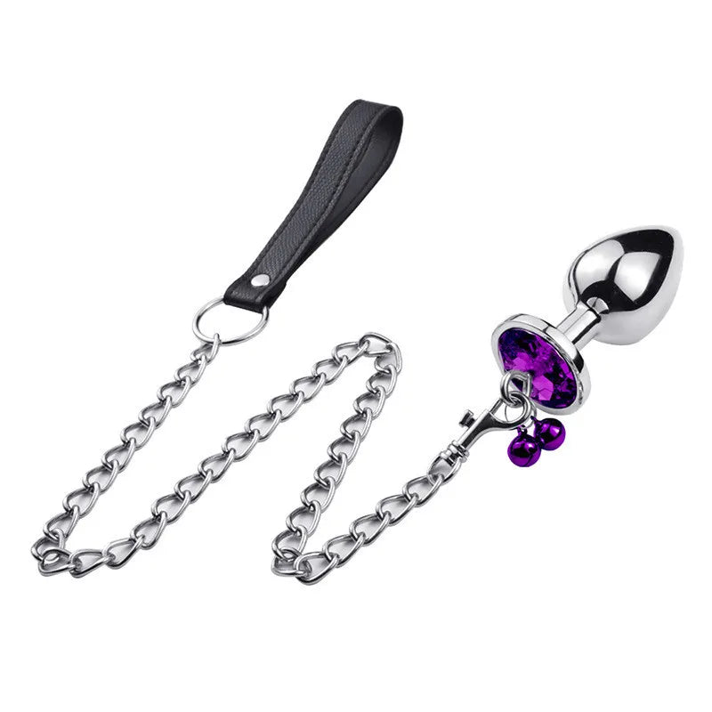 Crystal Bell Metal Anal Plug with Chain – 3 Sizes