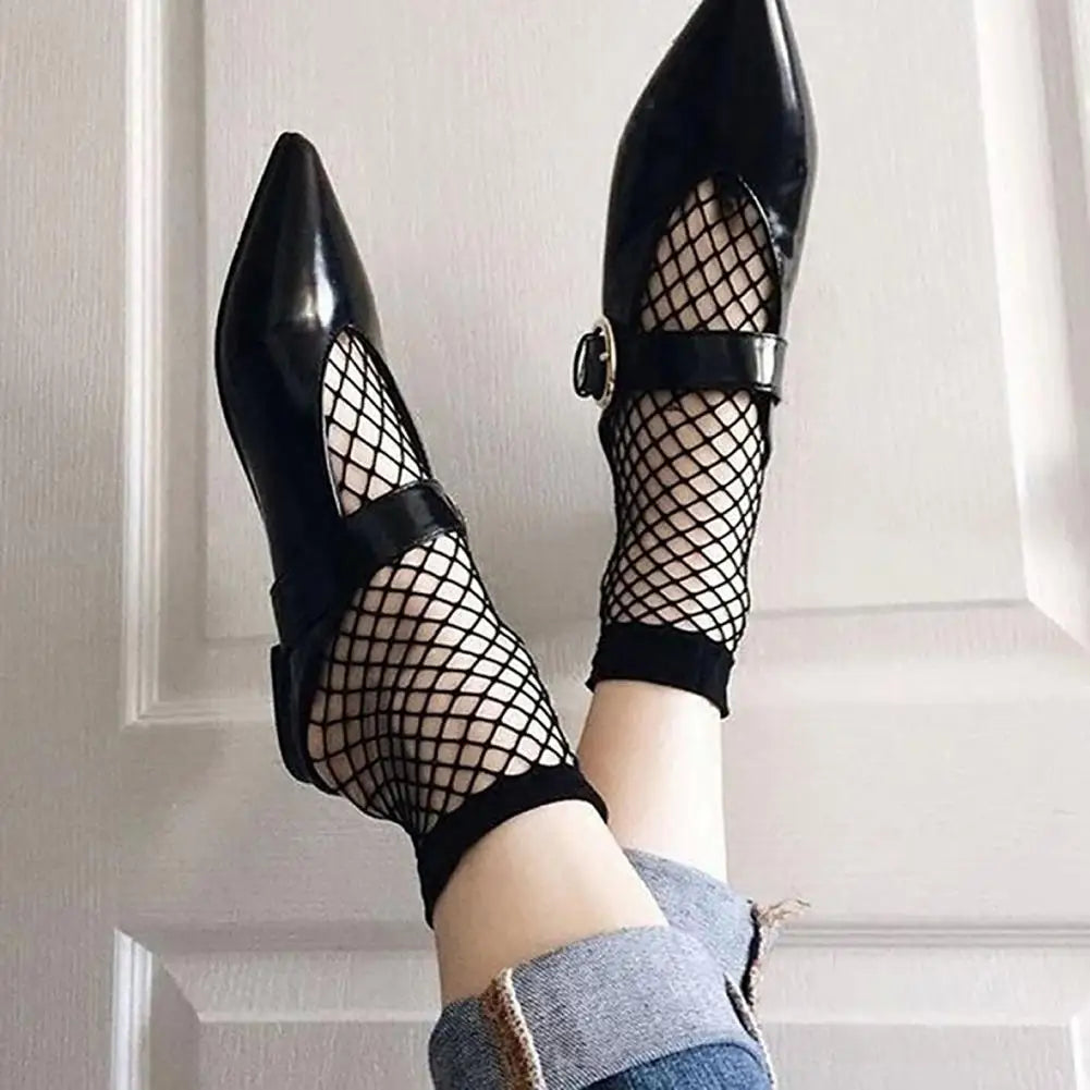 1 Pair Summer Socks Women Dancing Net Socks Hollow Non-slip Sports Носки Elastic Women Ankle Fishnet Socks Black