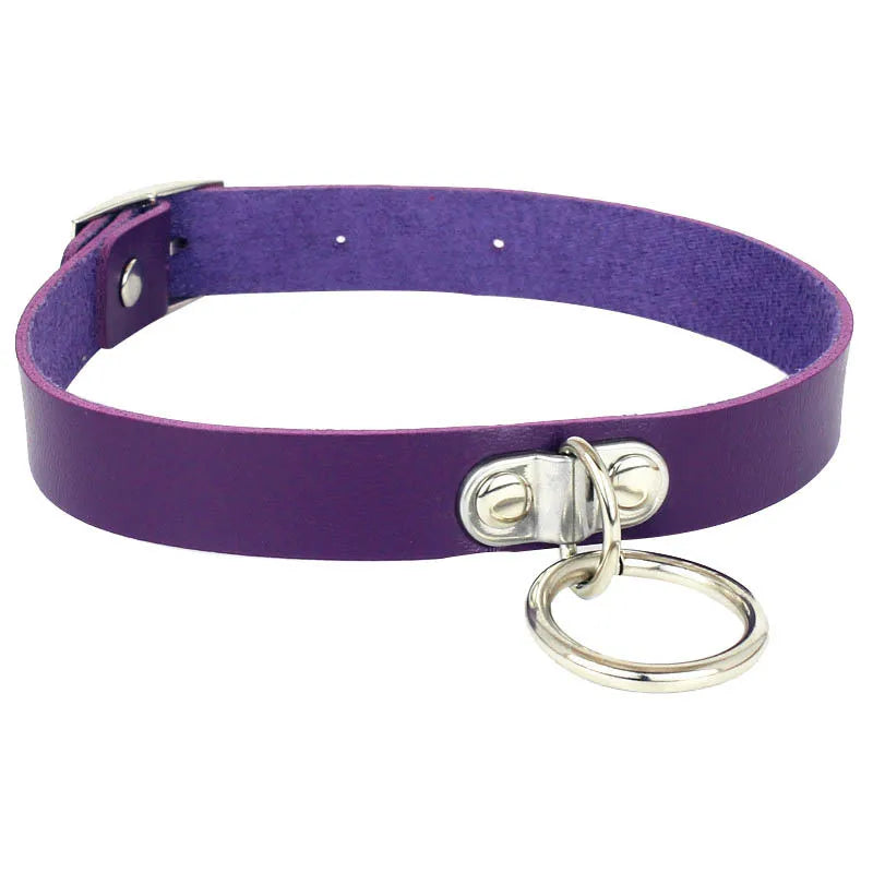 Round PU Leather Choker Collar For Women Gothic Punk Necklace Chain Harajuku Sexy Chocker Necklaces Jewelry Birthday Party Gifts