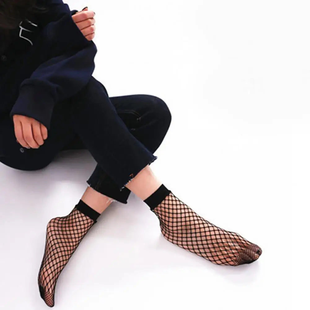 1 Pair Summer Socks Women Dancing Net Socks Hollow Non-slip Sports Носки Elastic Women Ankle Fishnet Socks Black